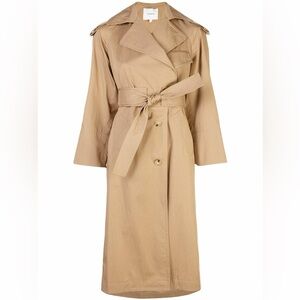 Vince Dark Khaki Cotton Belted Trench Coat, size small